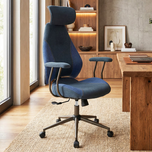 Ergonomic Office Chair Computer Desk Chair with 2D Headrest and Rocking Backrest, Navy
