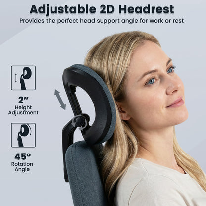 Ergonomic Office Chair Computer Desk Chair with 2D Headrest and Rocking Backrest, Navy Ergonomic Chairs at Gallery Canada