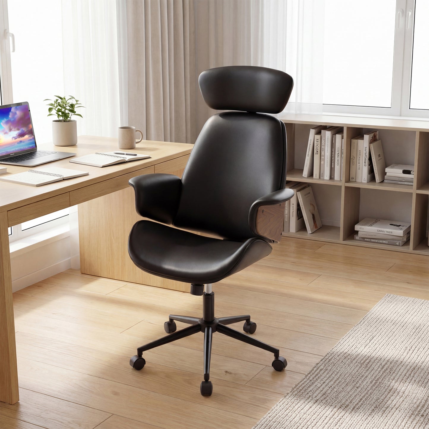 Ergonomic Office Chair With Headrest, Adjustable Height, Black Office Chairs at Gallery Canada