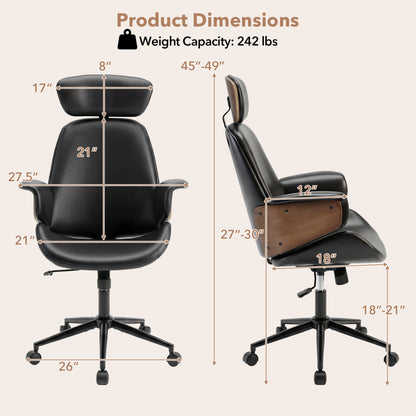 Ergonomic Office Chair With Headrest, Adjustable Height, Black Office Chairs at Gallery Canada