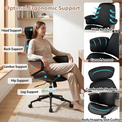 Ergonomic Office Chair With Headrest, Adjustable Height, Black Office Chairs at Gallery Canada