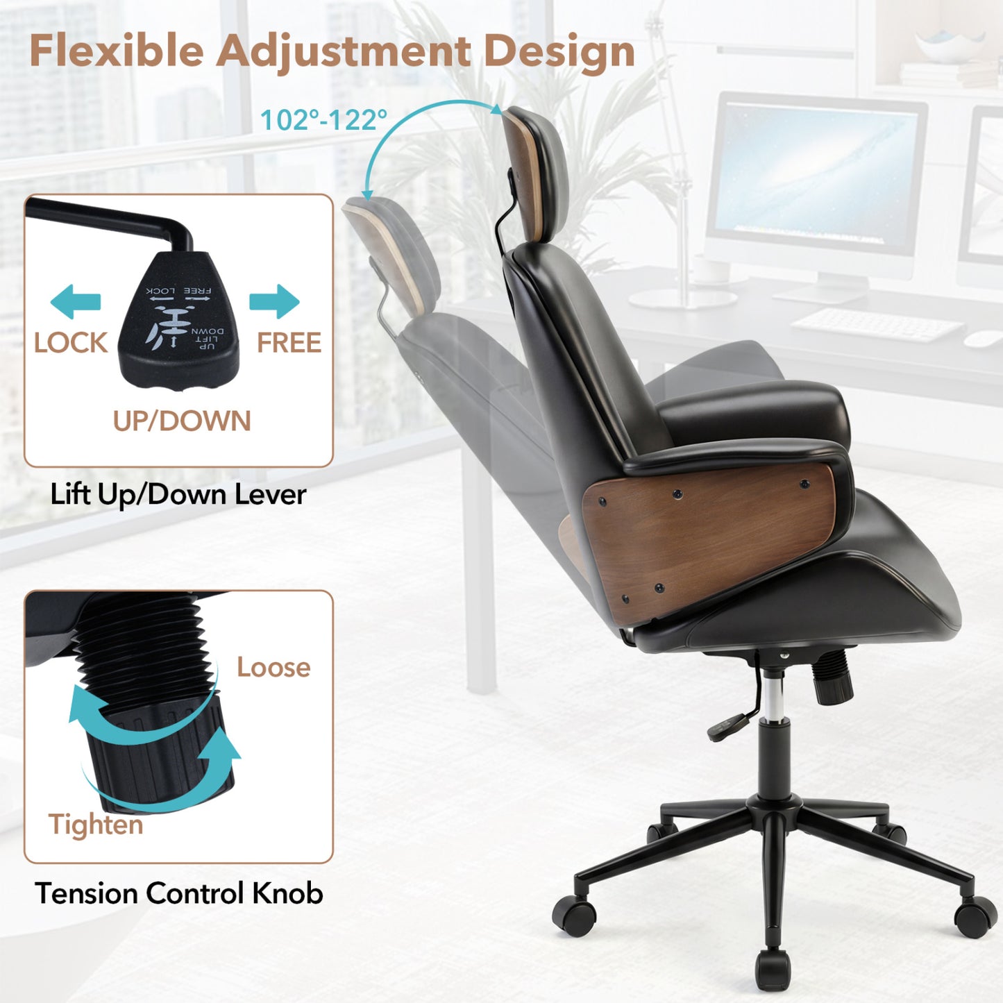 Ergonomic Office Chair With Headrest, Adjustable Height, Black Office Chairs at Gallery Canada