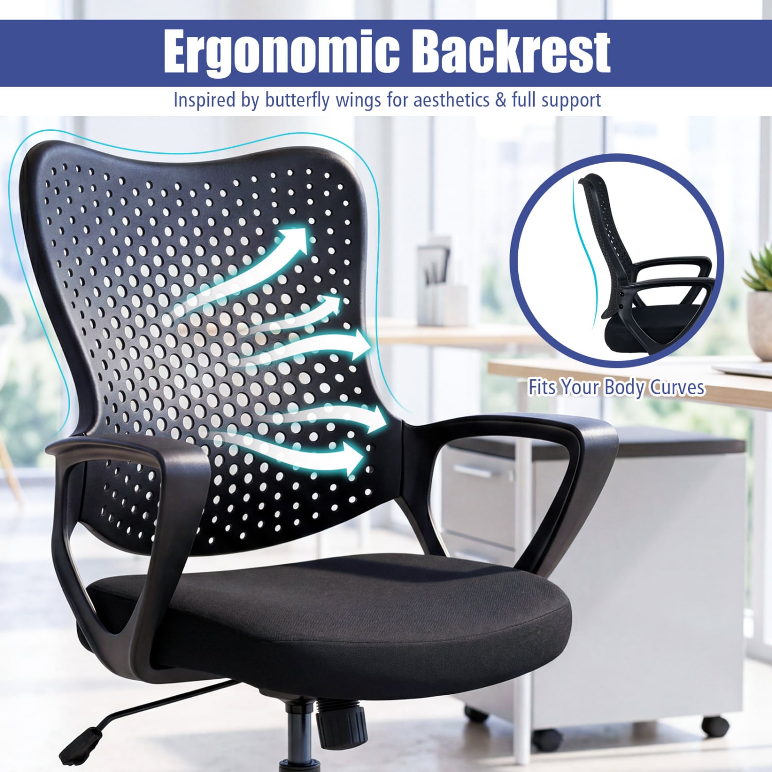 Ergonomic Office Chair, Adjustable Computer Desk Chair, Black Ergonomic Chairs at Gallery Canada