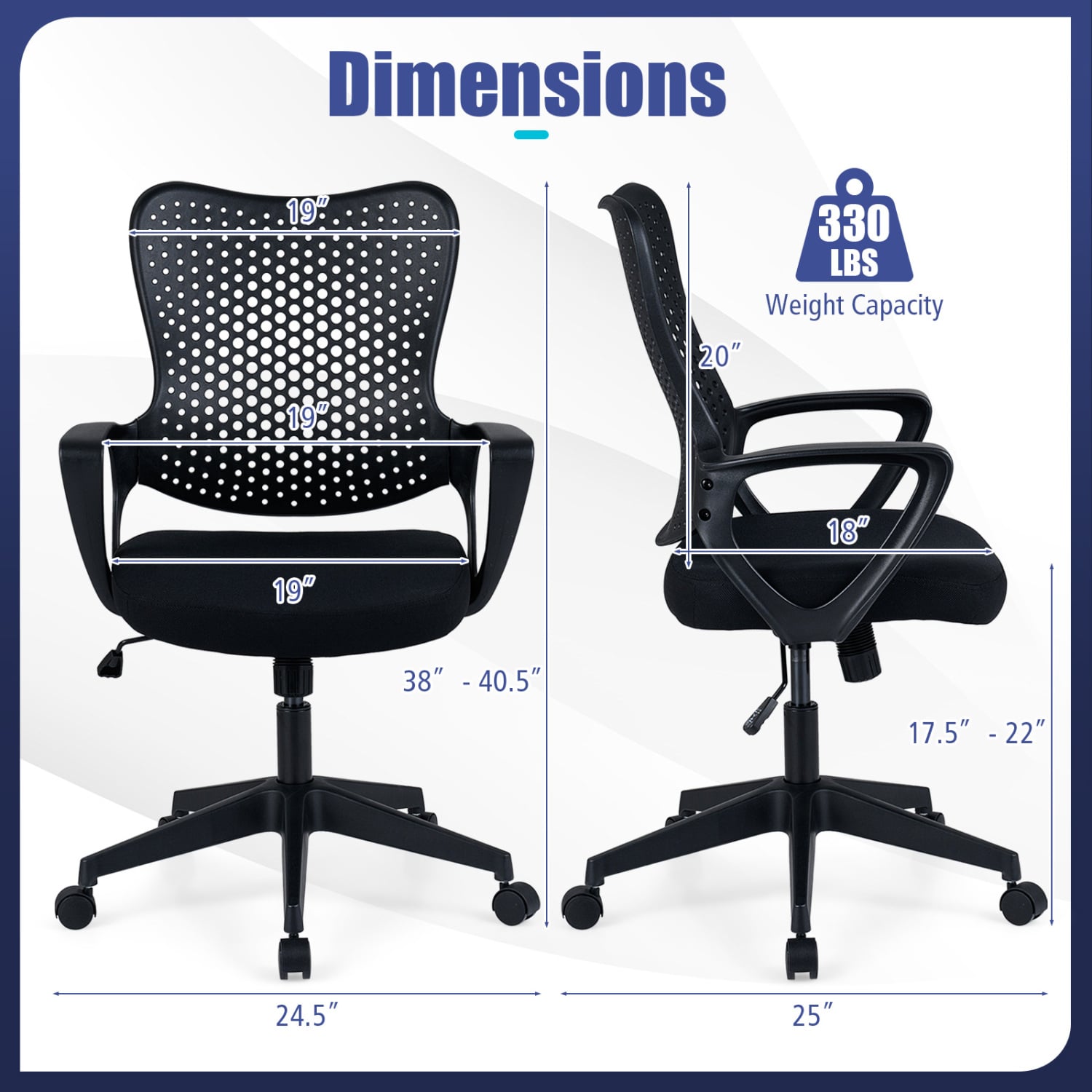 Ergonomic Office Chair, Adjustable Computer Desk Chair, Black Ergonomic Chairs at Gallery Canada