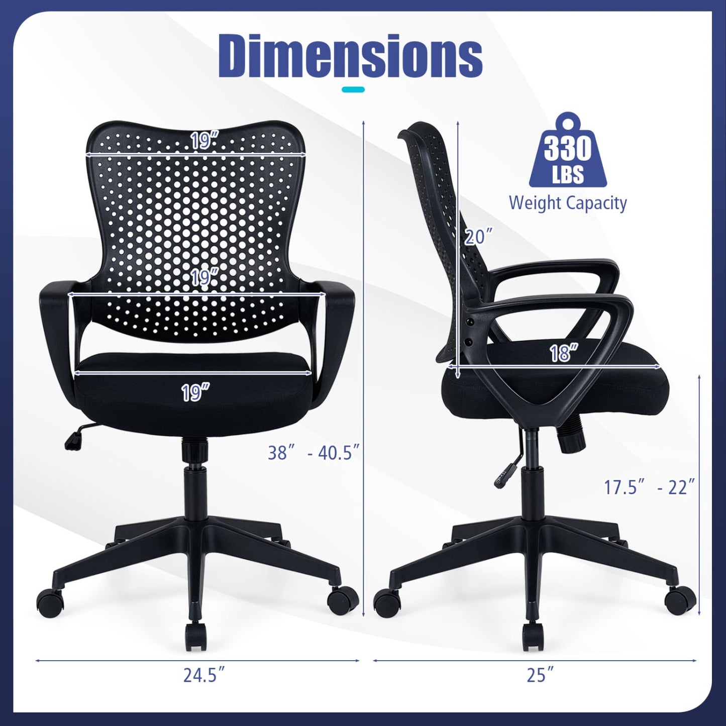 Ergonomic Office Chair, Adjustable Computer Desk Chair, Black Ergonomic Chairs at Gallery Canada