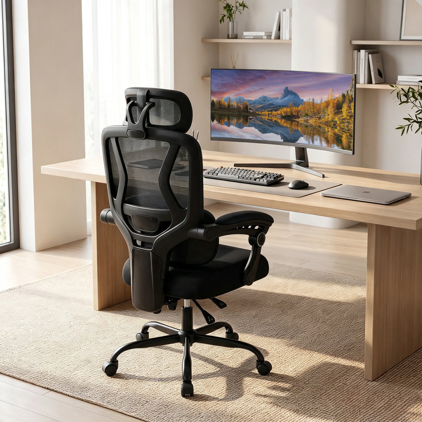Ergonomic Mesh Office Chair, High Back Lumbar, Black