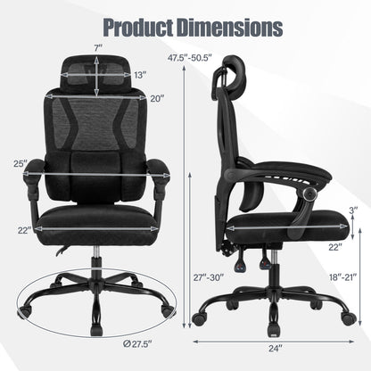 Ergonomic Mesh Office Chair, High Back Lumbar, Black