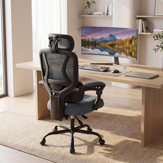 Ergonomic Mesh Office Chair High Back Lumbar Support, Gray Office Chairs Gray at Gallery Canada