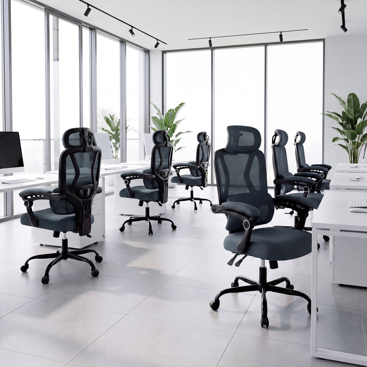 Ergonomic Mesh Office Chair, High Back Lumbar Support, Gray