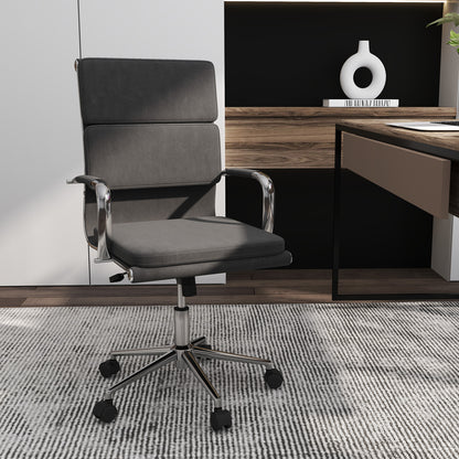 Ergonomic Office Desk Chair with Rocking Backrest and Height-adjustable Padded Seat, Gray Leisure Chairs at Gallery Canada