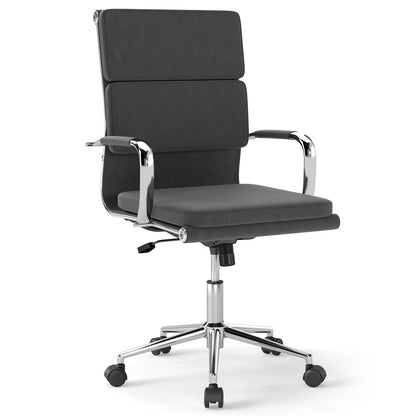 Ergonomic Office Desk Chair with Rocking Backrest and Height-adjustable Padded Seat, Gray Leisure Chairs Gray at Gallery Canada