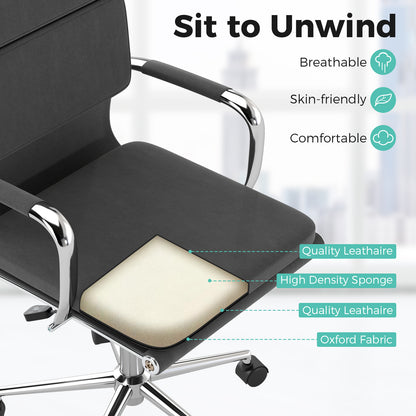 Ergonomic Office Desk Chair with Rocking Backrest and Height-adjustable Padded Seat, Gray Leisure Chairs at Gallery Canada