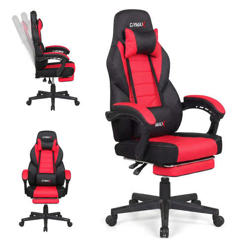 Ergonomic Video Game Chair With Headrest, Reclining Backrest, Red