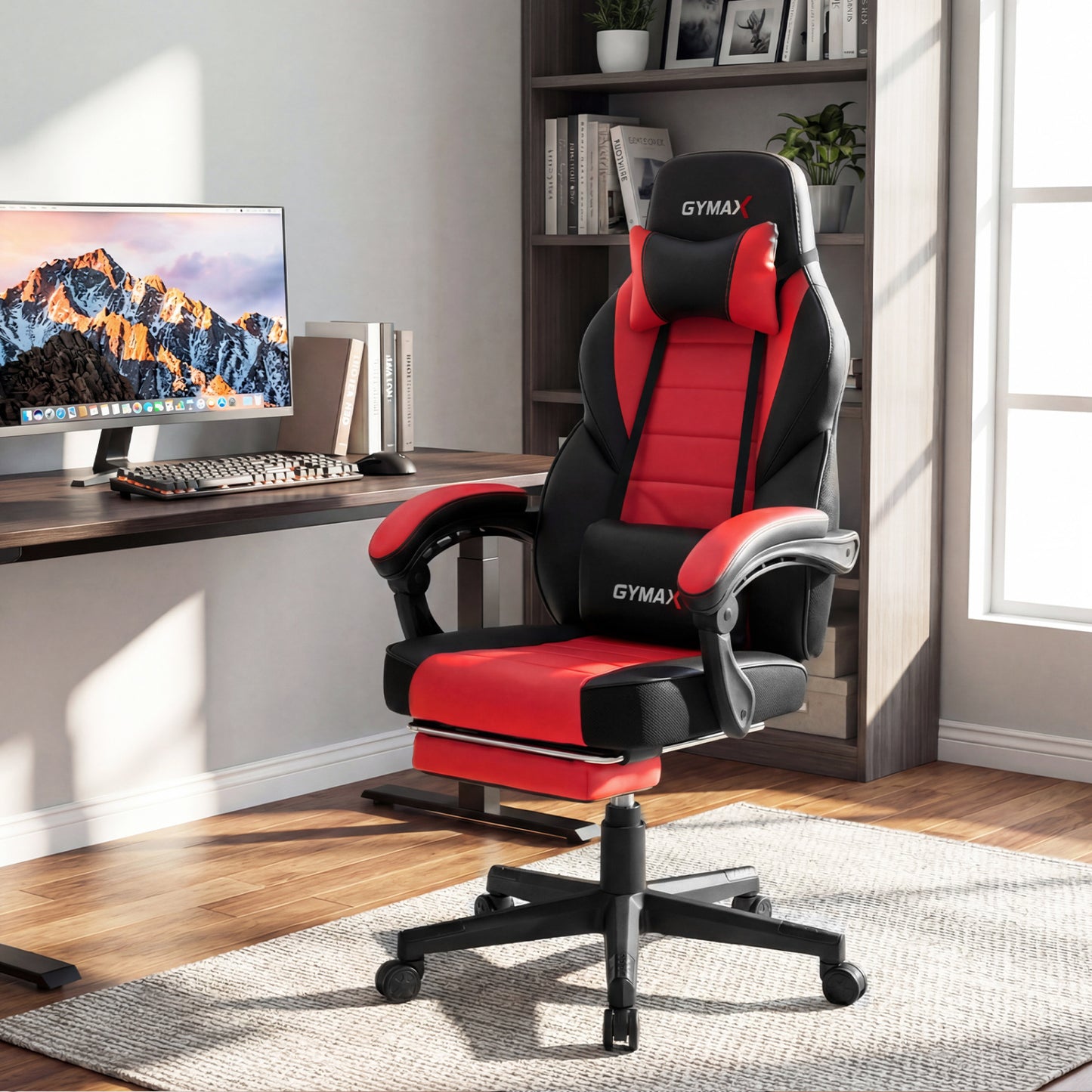 Ergonomic Video Game Chair With Headrest, Reclining Backrest, Red Gaming Chairs at Gallery Canada