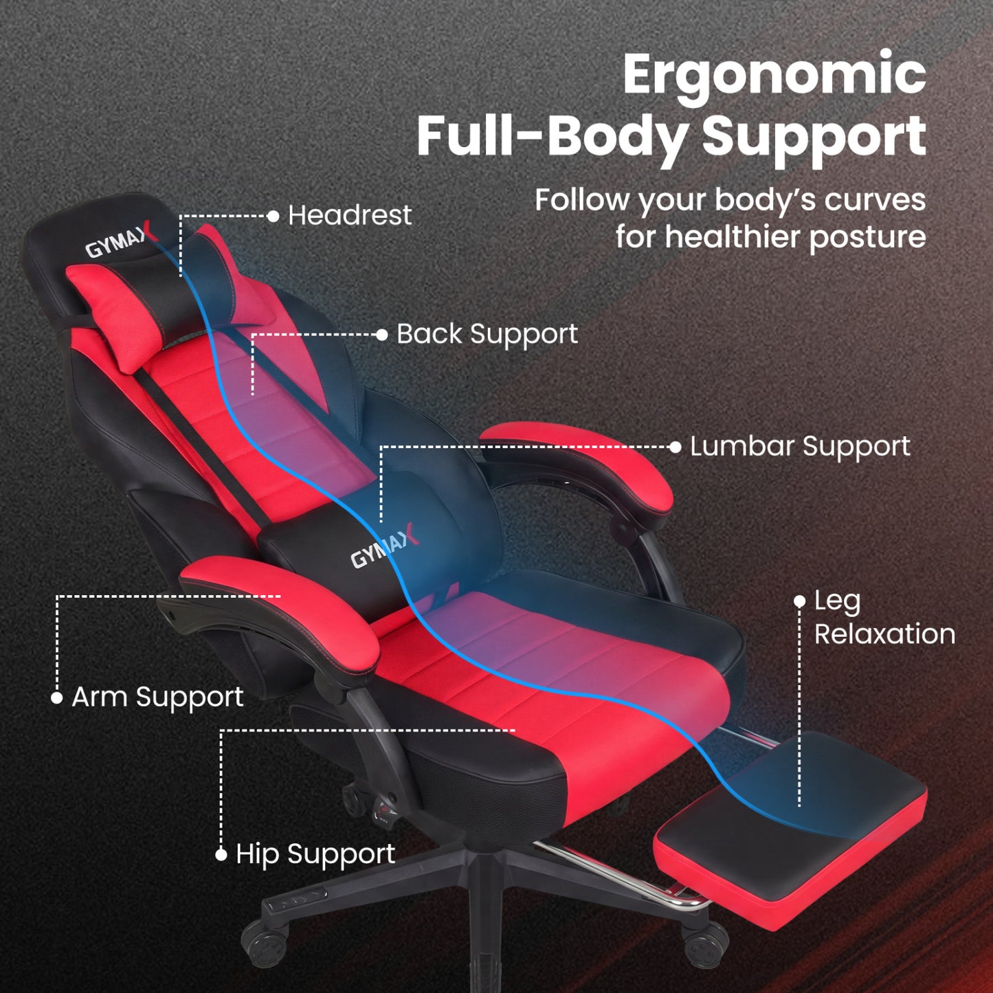 Ergonomic Video Game Chair With Headrest, Reclining Backrest, Red Gaming Chairs at Gallery Canada