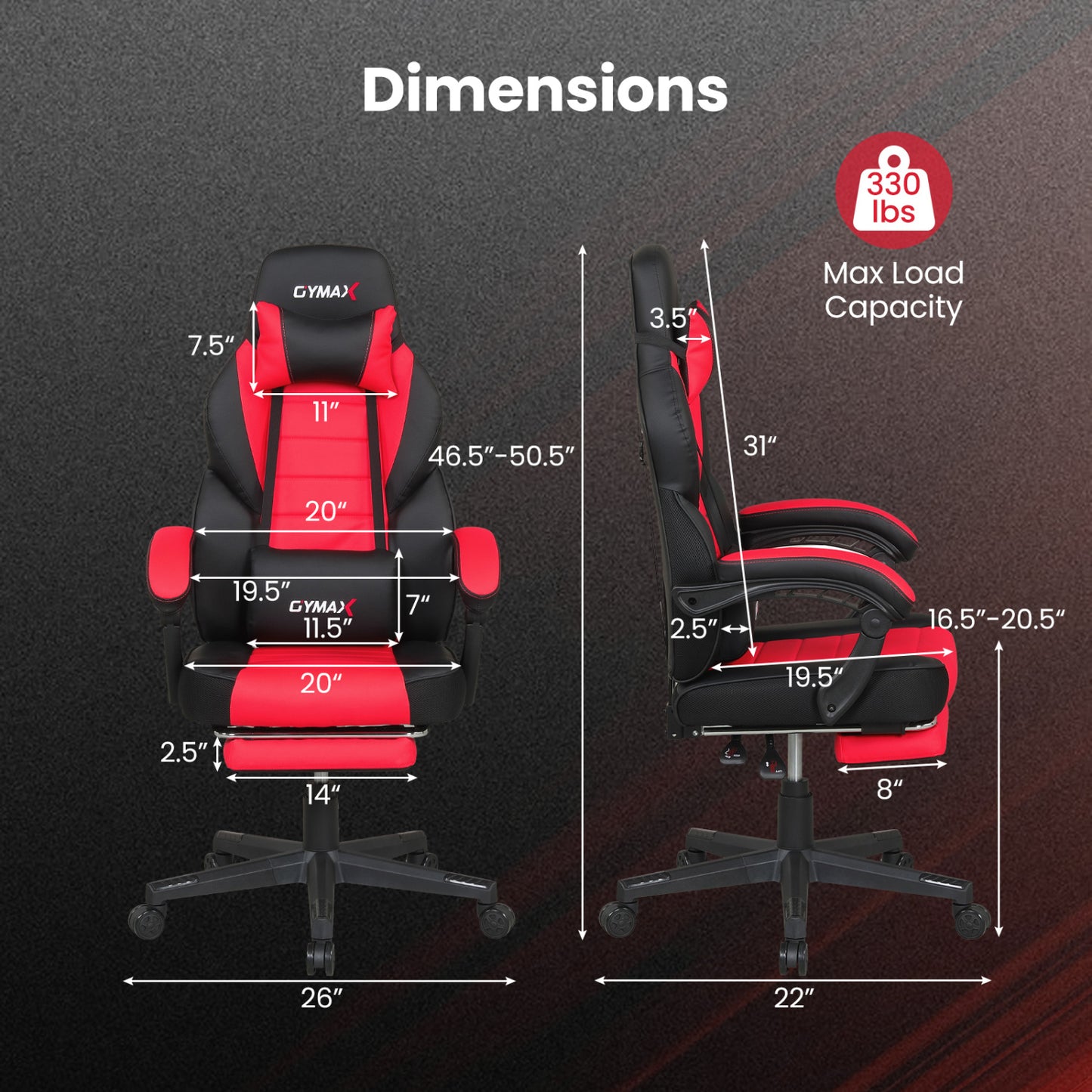Ergonomic Video Game Chair With Headrest, Reclining Backrest, Red Gaming Chairs at Gallery Canada