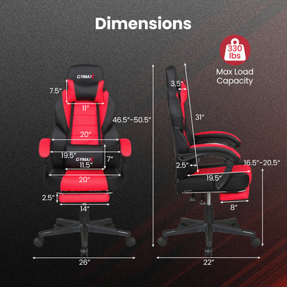 Ergonomic Video Game Chair With Headrest, Reclining Backrest, Red Gaming Chairs at Gallery Canada