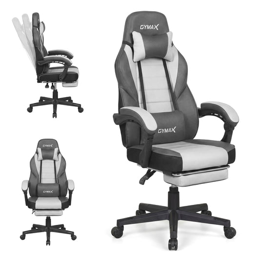 Ergonomic Gaming Chair With Headrest, Reclining Backrest, Gray Gaming Chairs Gray at Gallery Canada