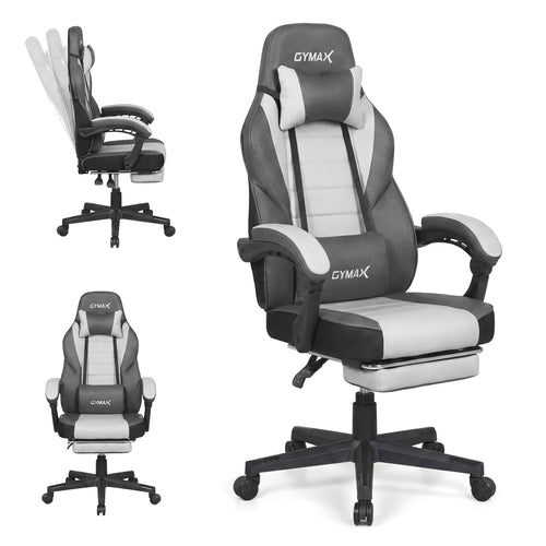 Ergonomic Gaming Chair With Headrest, Reclining Backrest, Gray