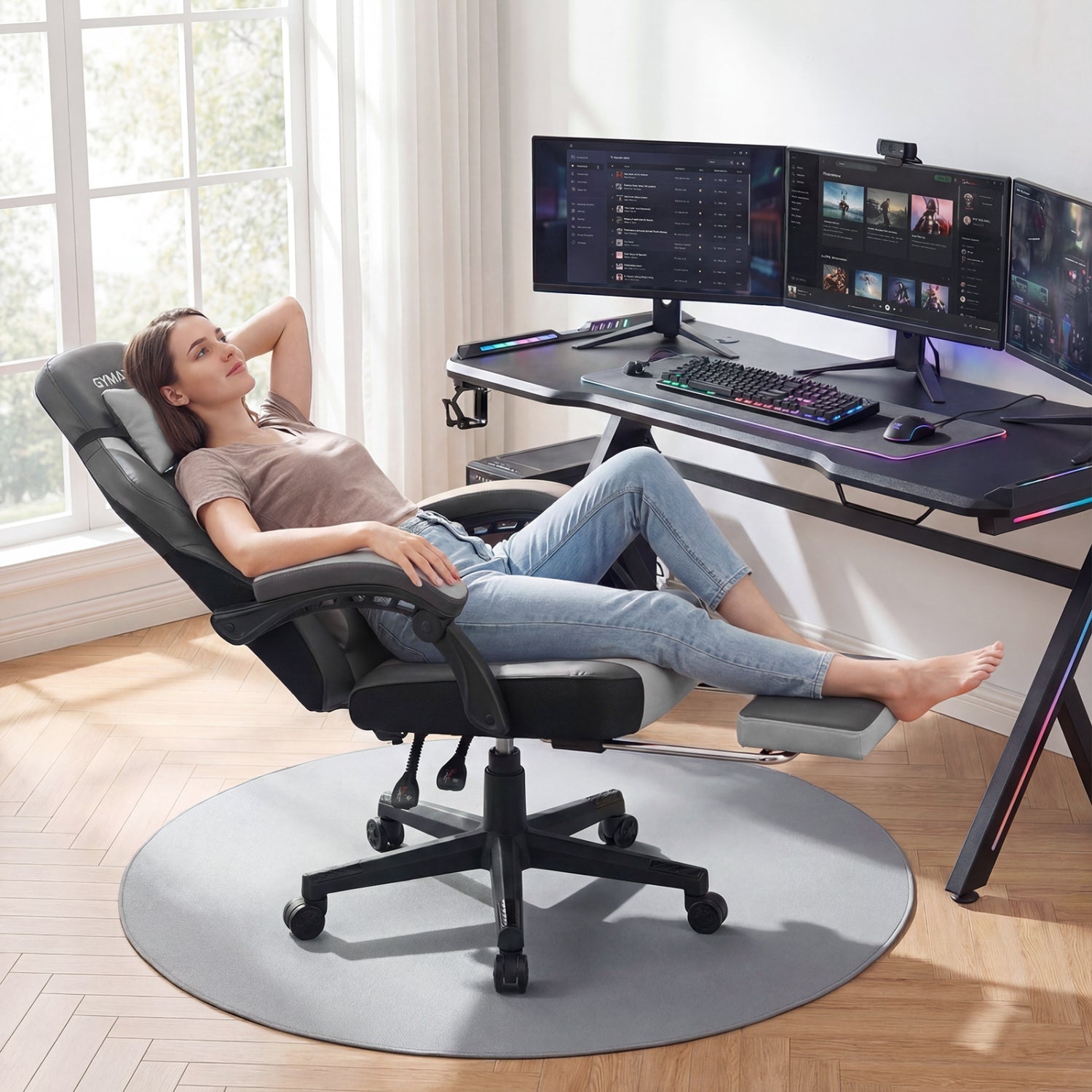 Ergonomic Gaming Chair With Headrest, Reclining Backrest, Gray Gaming Chairs at Gallery Canada