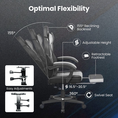 Ergonomic Gaming Chair With Headrest, Reclining Backrest, Gray Gaming Chairs at Gallery Canada