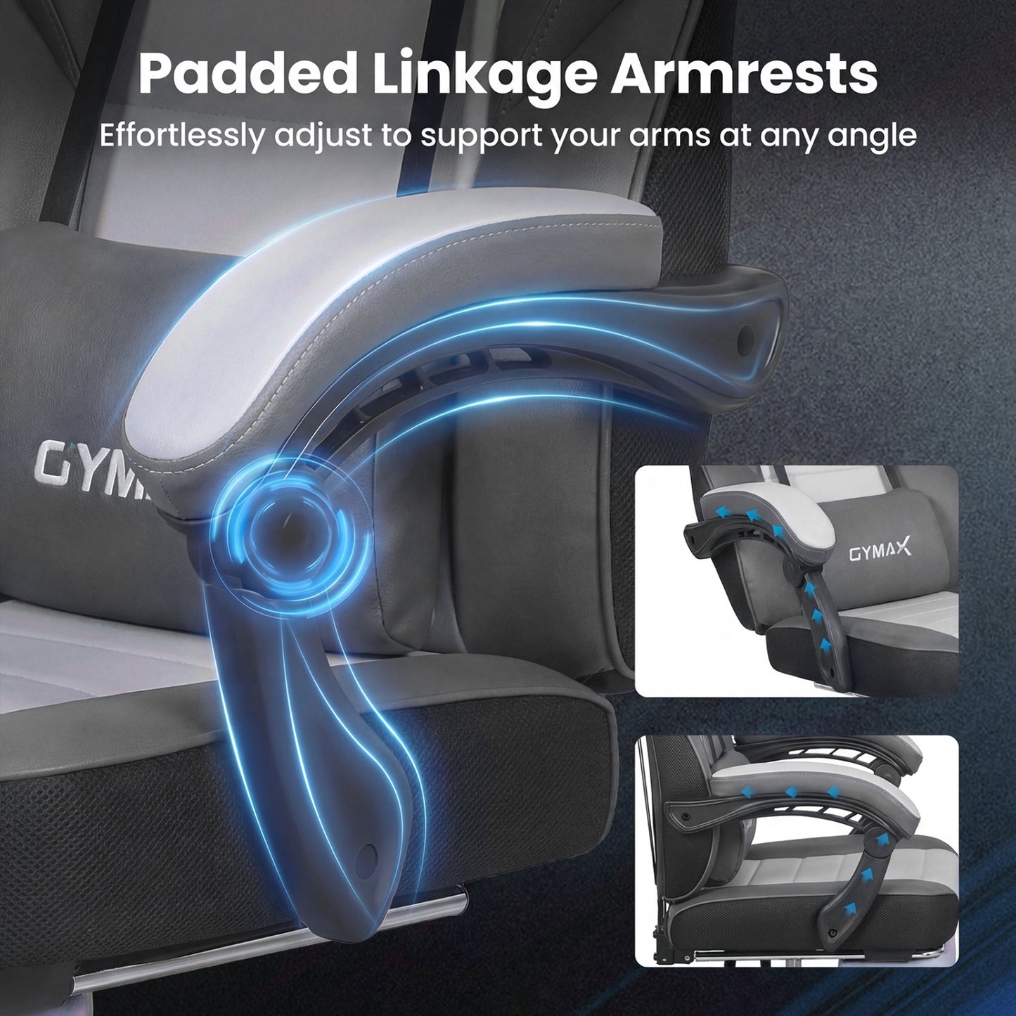 Ergonomic Gaming Chair With Headrest, Reclining Backrest, Gray Gaming Chairs at Gallery Canada