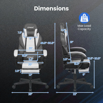 Ergonomic Gaming Chair With Headrest, Reclining Backrest, Gray Gaming Chairs at Gallery Canada