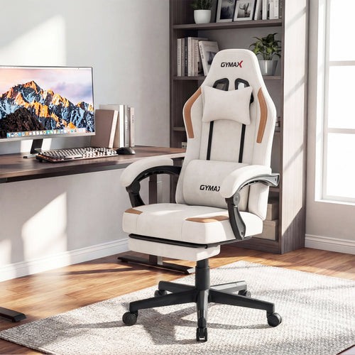 Ergonomic Video Game Chair With Headrest, Beige