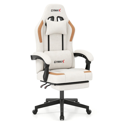 Ergonomic Video Game Chair With Headrest, Beige