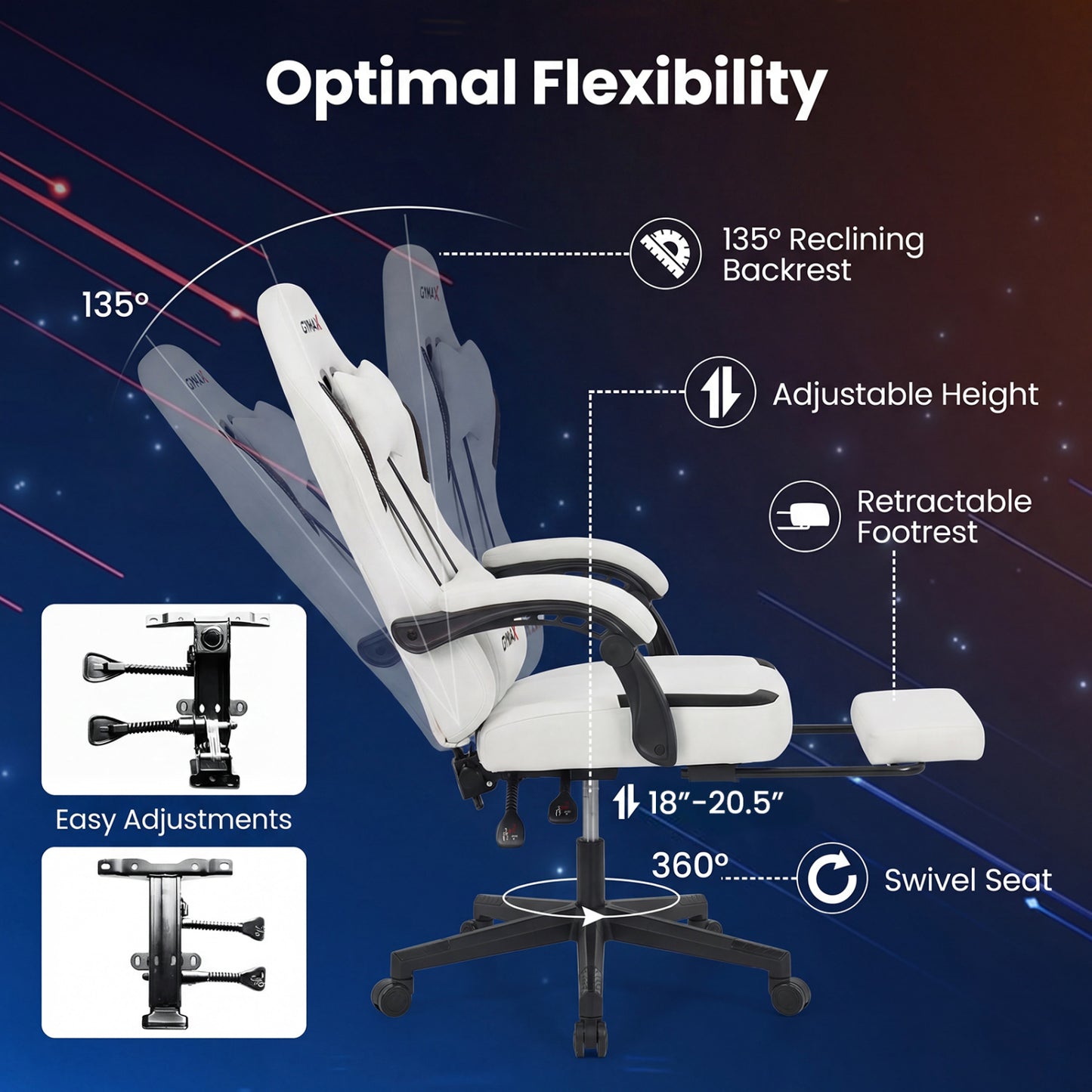 Ergonomic Video Game Chair With Headrest, Gray Gaming Chairs at Gallery Canada
