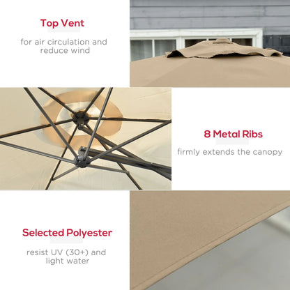 10ft Cantilever Patio Umbrella, Crank Handle, Cross Base, Cream White Sun Umbrellas at Gallery Canada