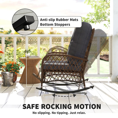 Outdoor Wicker Rocking Chair With Thick Cushions, Black Outdoor Rocking Chairs at Gallery Canada