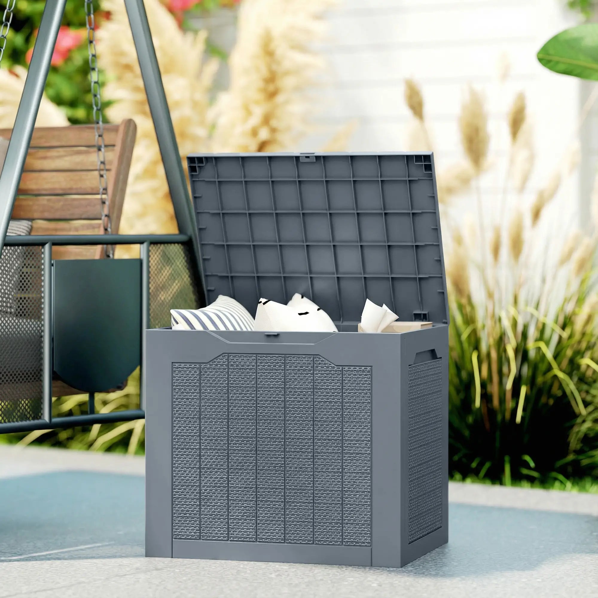 30 Gallon Resin Deck Box, Outdoor Storage Container Light Grey, Light Grey Deck Box & Outdoor Storage at Gallery Canada