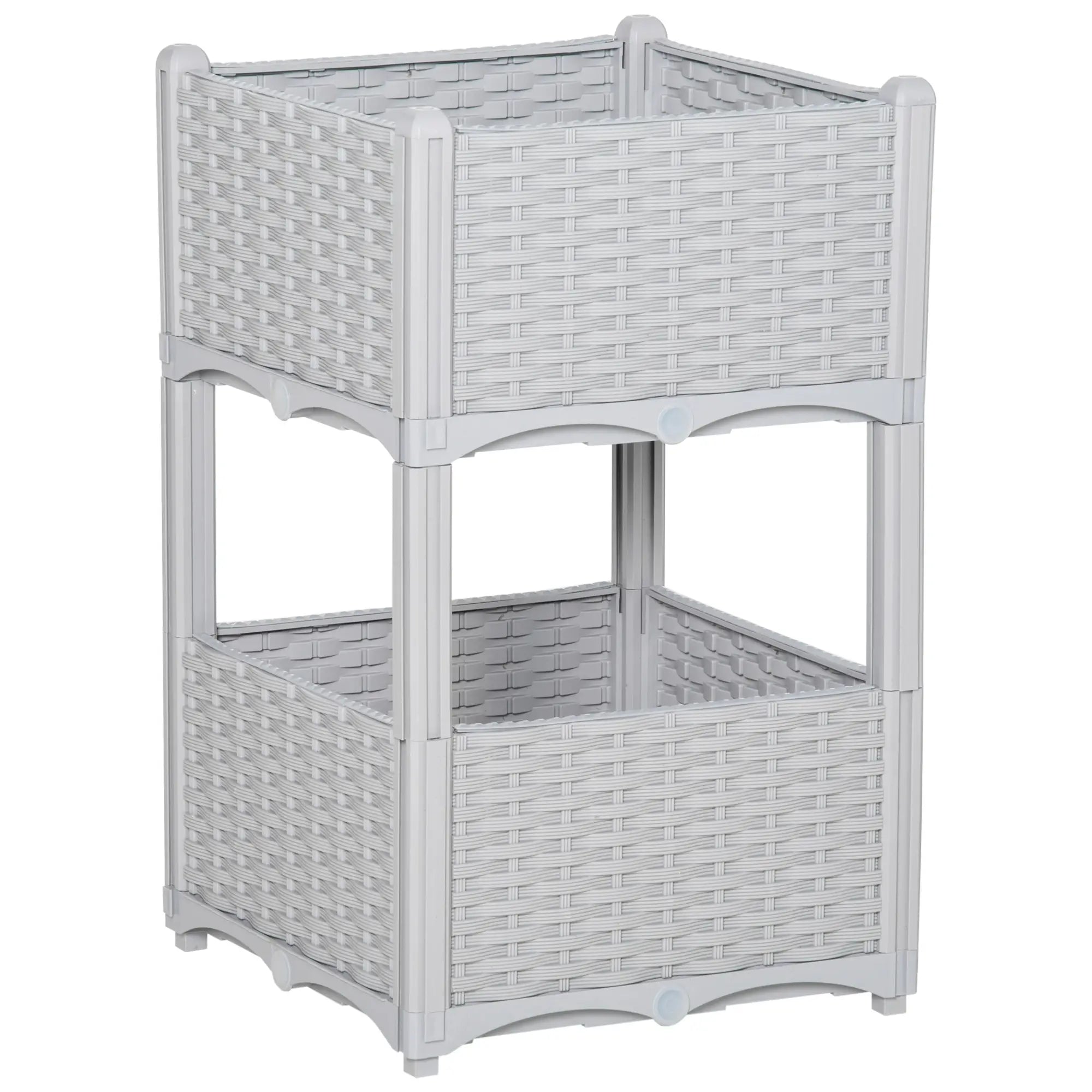 2 Piece Raised Garden Bed, PP Flower Bed, Vegetable Herb Grow Box, Light Grey Raised Garden Beds at Gallery Canada