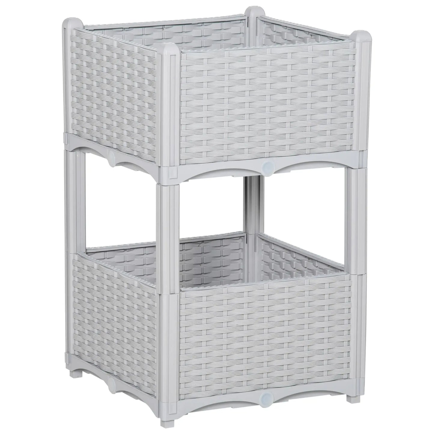 2 Piece Raised Garden Bed, PP Flower Bed, Vegetable Herb Grow Box, Light Grey Raised Garden Beds at Gallery Canada