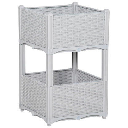 2 Piece Raised Garden Bed, PP Flower Bed, Vegetable Herb Grow Box, Light Grey Raised Garden Beds at Gallery Canada