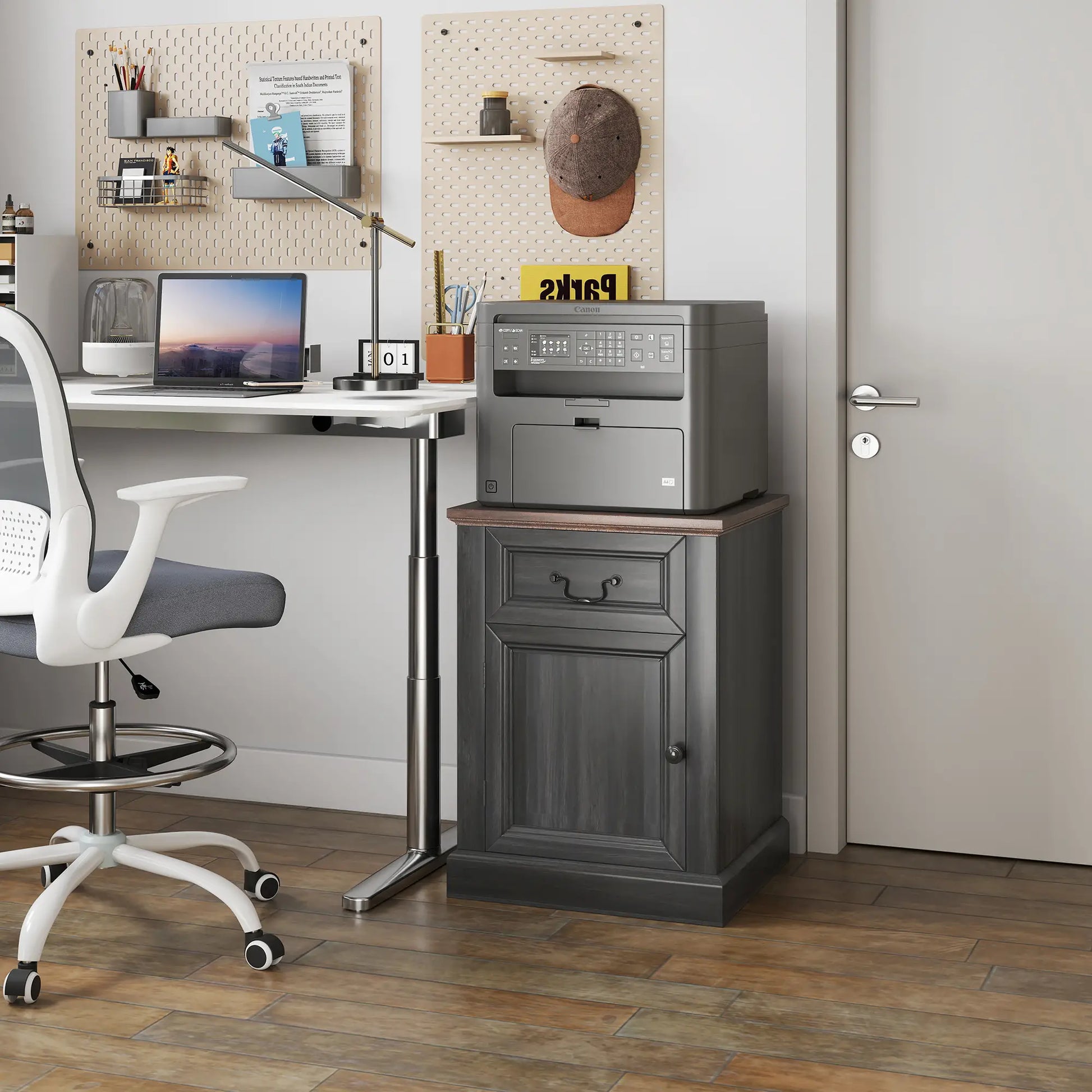 Side Table Set of 2 with Drawer and Cabinet, Black Side Tables at Gallery Canada