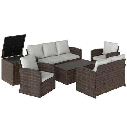 6-Piece Wicker Patio Furniture Set, 7-Seater with Cushions, Cream White Patio Furniture Sets at Gallery Canada