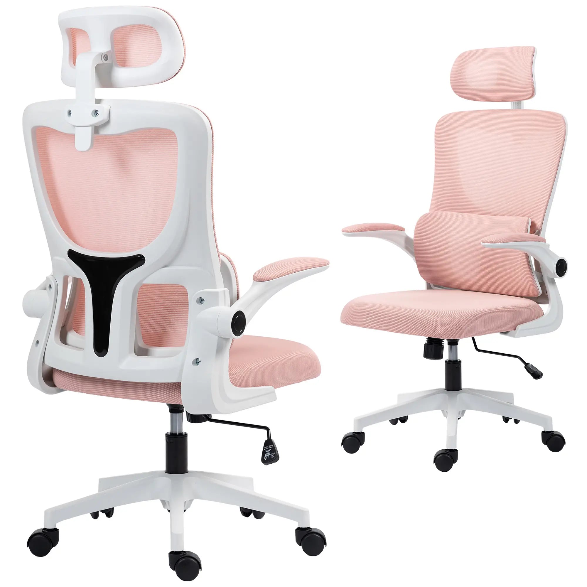 Mesh Office Chair, High Back with Headrest, Lumbar Support, Adjustable Height, Pink Executive & Manager Chairs at Gallery Canada