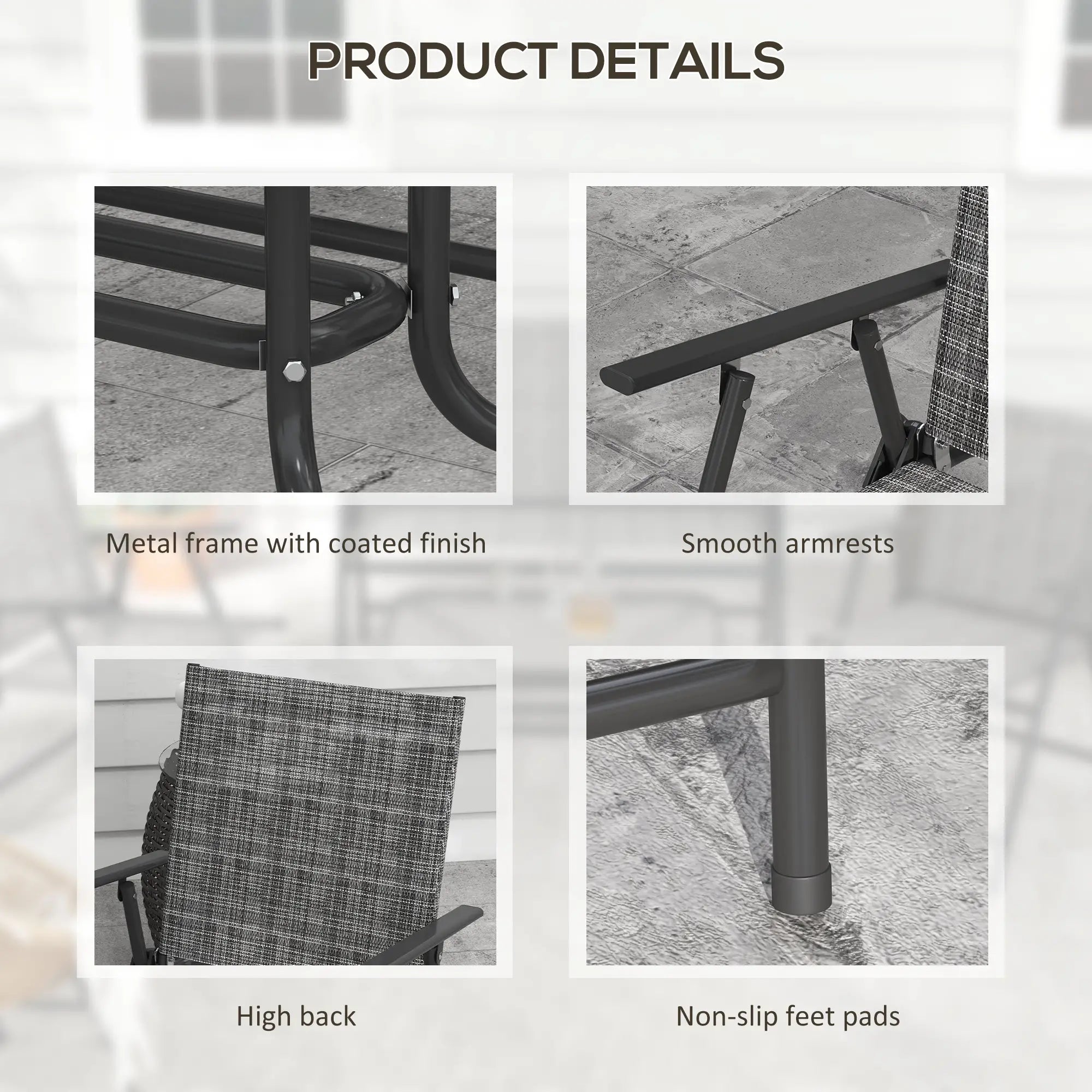 4 Piece Patio Furniture Set, Two Foldable Armchairs, Loveseat, Glass Top Table, Mixed Grey Patio Furniture Sets at Gallery Canada