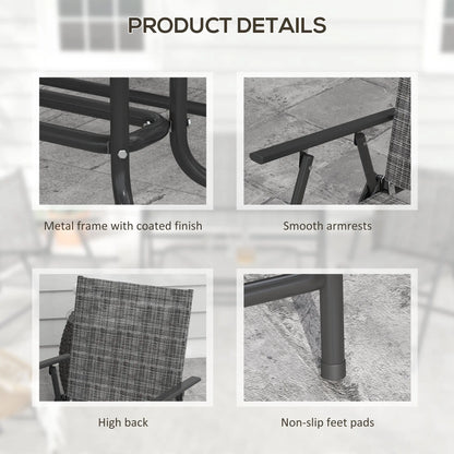 4 Piece Patio Furniture Set, Two Foldable Armchairs, Loveseat, Glass Top Table, Mixed Grey Patio Furniture Sets at Gallery Canada