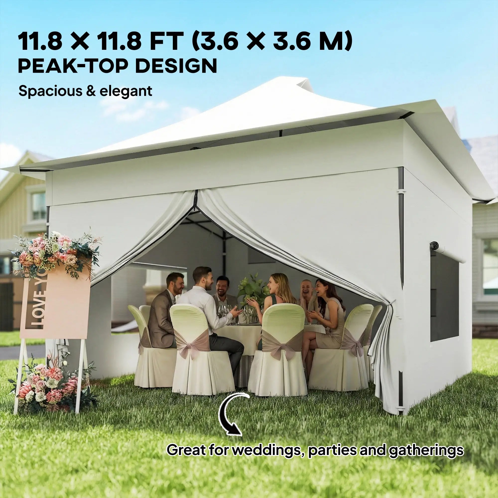 12 x 12 ft Pop Up Canopy Tent, UPF50+ 420D Outdoor Shelter, Silver Pop Up Canopies at Gallery Canada