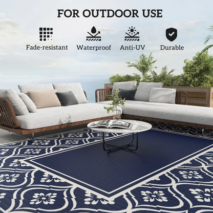 9' x 12' Outdoor RV Rug, Reversible, Gourd Border, Blue White, Blue Garden Decor at Gallery Canada