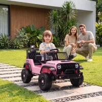 12V Ride on Truck, Remote, Soft Start, 4-Wheel Suspension, Pink