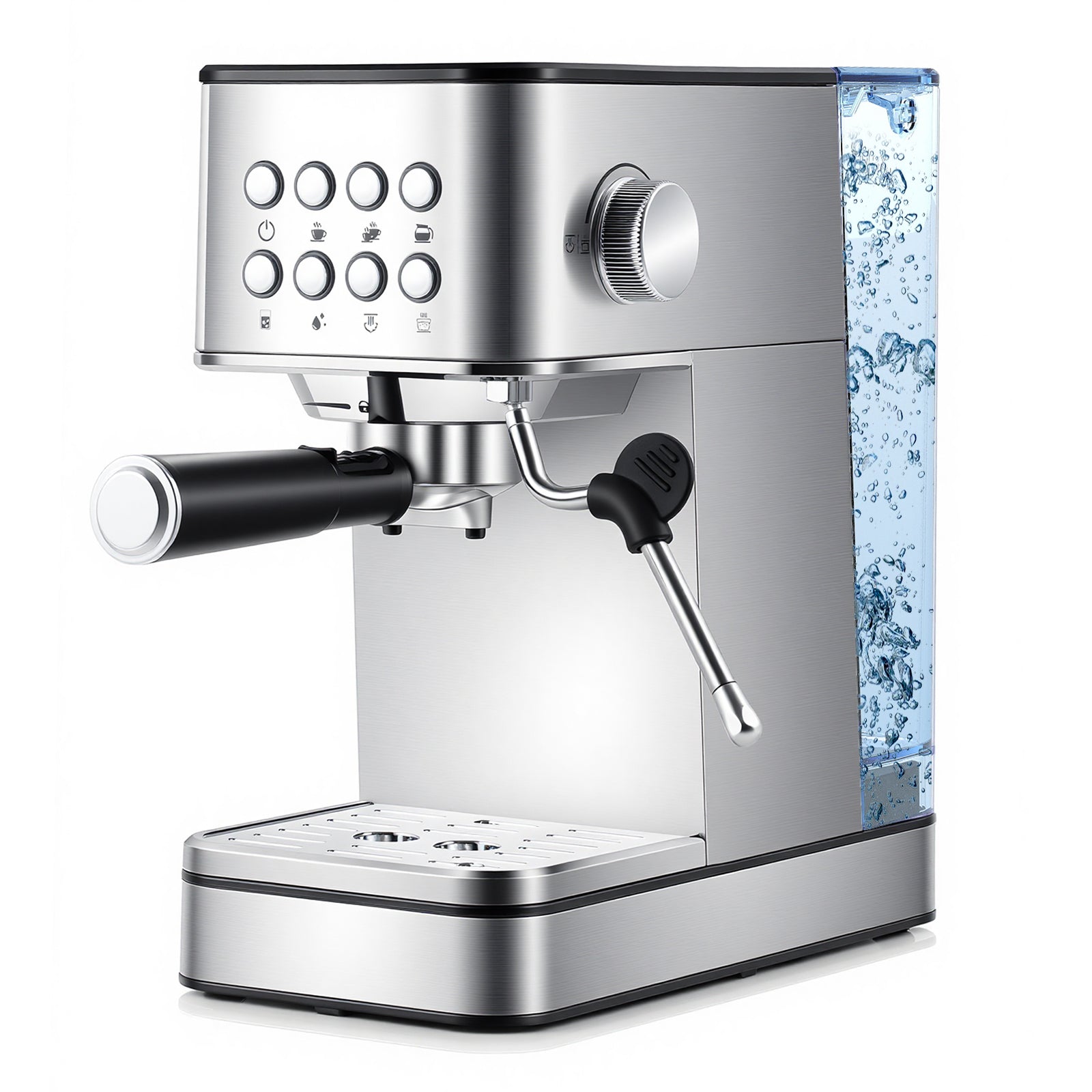 Espresso Machine 20 Bar Compact Stainless Steel Coffee Maker with Milk Frother, Silver Juicers & Coffee Machines Silver at Gallery Canada