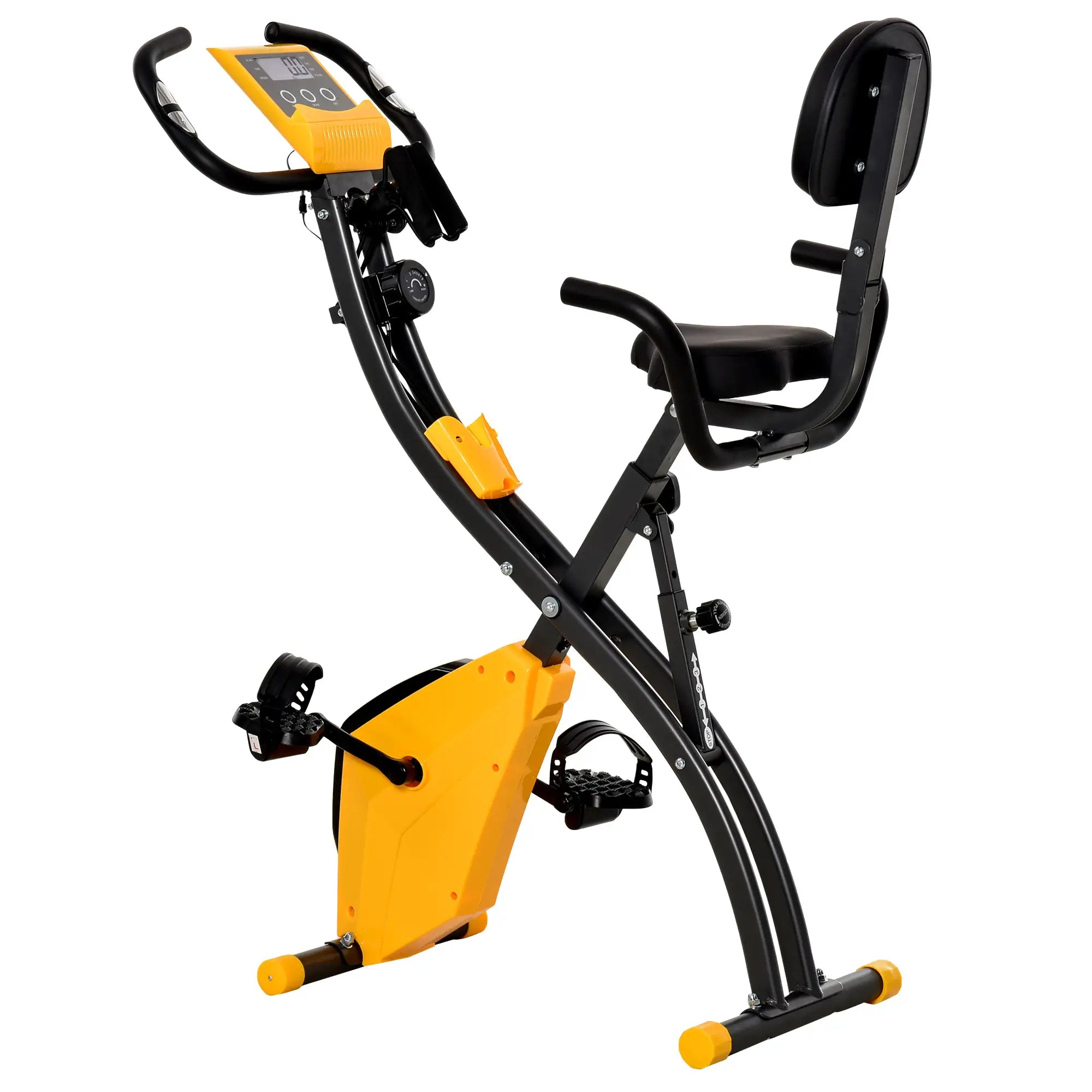 Folding Exercise Bike, 8-Level Magnetic Resistance, Adjustable Seat, Yellow Exercise & Stationary Bikes Yellow at Gallery Canada
