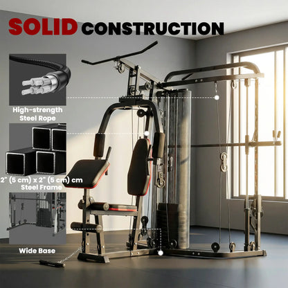Multi Gym Smith Machine, 143LBS Weight Stack, Cable Pulley System Strength Training Equipment at Gallery Canada