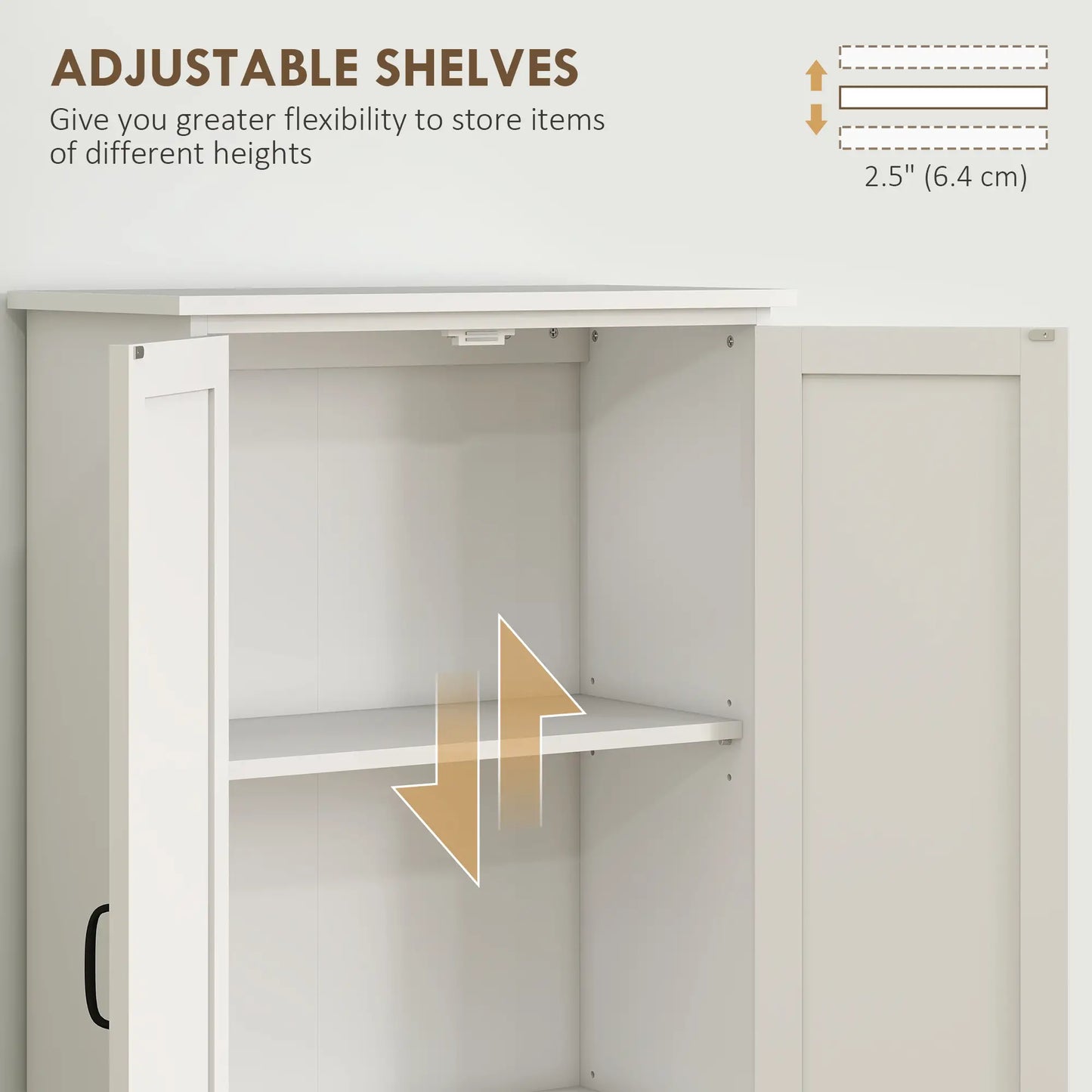 60" 4-Door Storage Cabinet, Adjustable Shelves, Large Pantry, White Kitchen Pantry Cabinets at Gallery Canada
