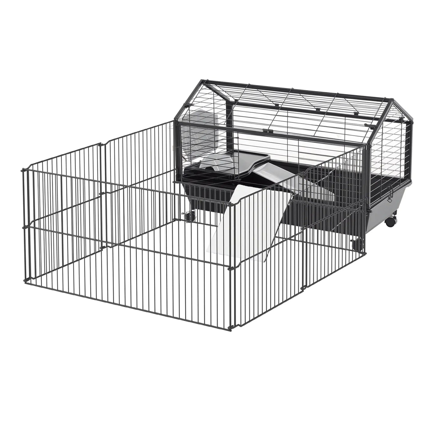 Metal Small Animal Cage, Rabbit Cage, 34.6" L x 50.6" W x 22" H Houses & Habitats Beige and Black at Gallery Canada