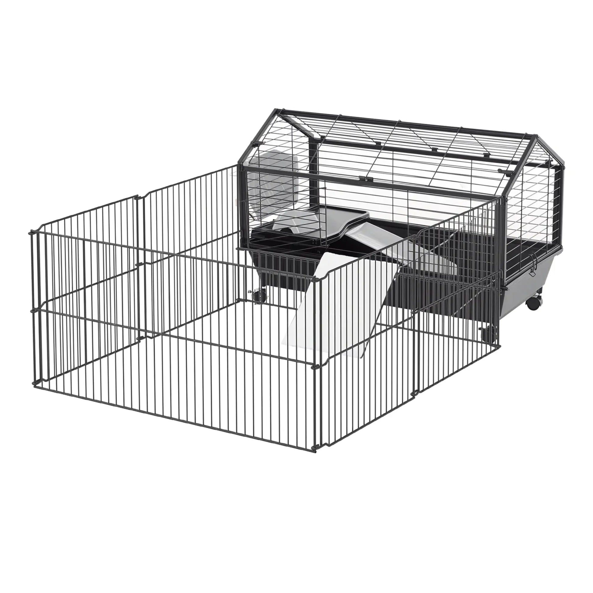 Metal Small Animal Cage, Rabbit Cage, 34.6" L x 50.6" W x 22" H Houses & Habitats Beige and Black at Gallery Canada